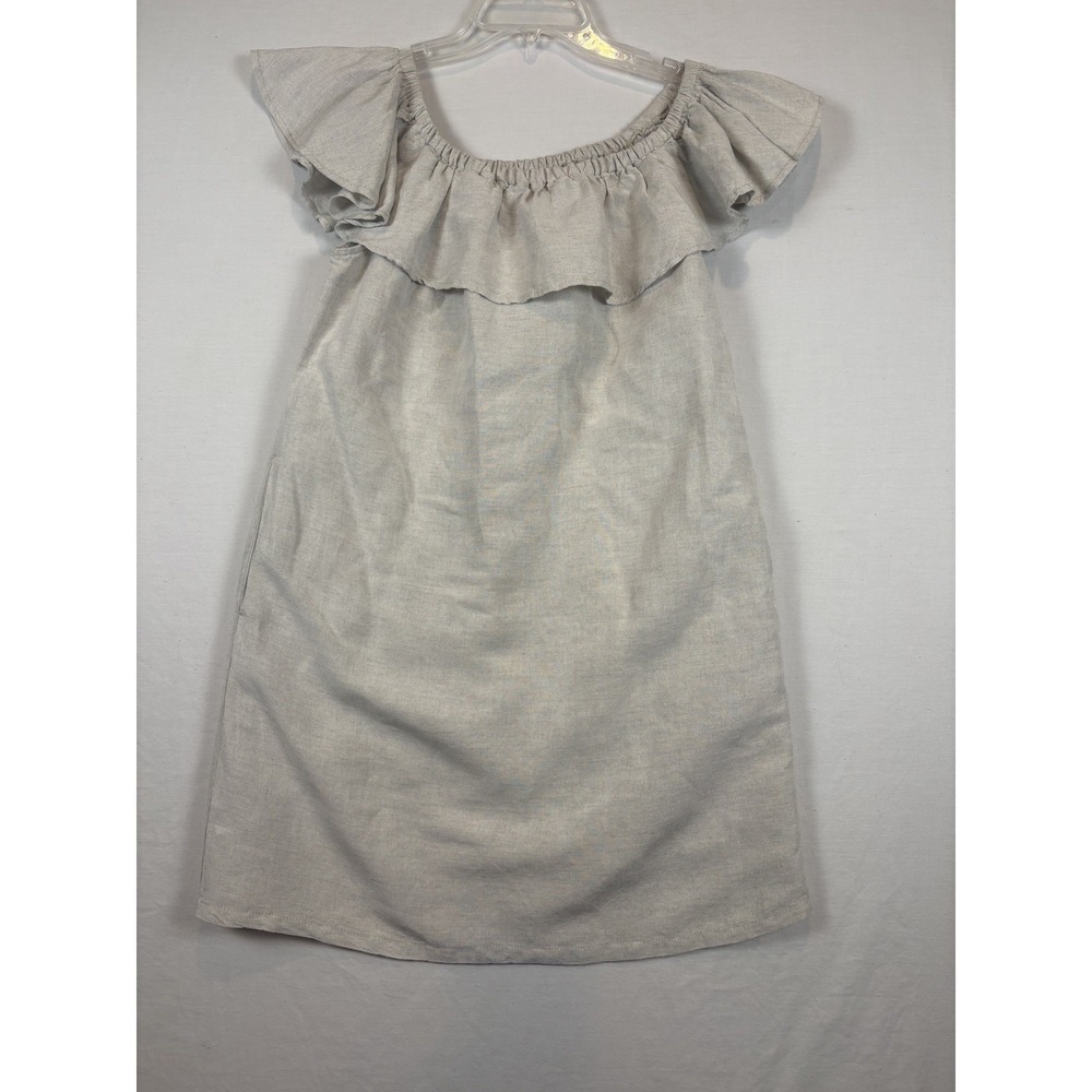 Tommy Bahama St. Lucia Linen Blend Off The Shoulder Dress Small Beige Tan - Picture 2 of 8